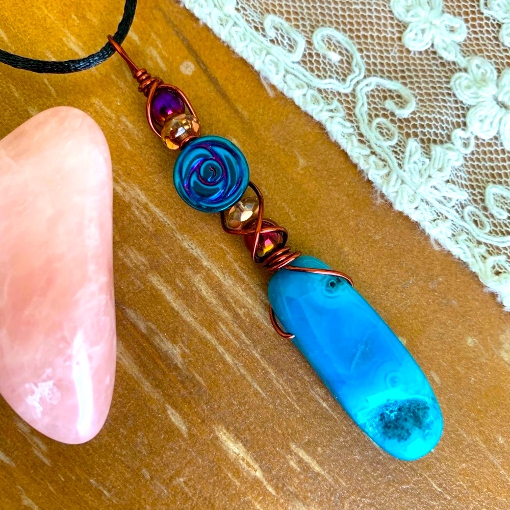 SALE! Agate Crystal Gemstones Layering Hippie Handmade Hand Crafted Necklace